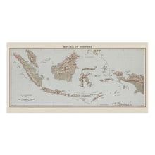 Load image into Gallery viewer, Digitally Restored and Enhanced 1957 Map of Indonesia Poster - Vintage Map Indonesia Wall Art Print - Republic of Indonesia Map Southeast Asia History