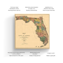Cargar imagen en el visor de la galería, Digitally Restored and Enhanced 1856 Florida Map Canvas -Canvas Wrap Vintage Florida Map Wall Art - History Map of Florida State - Old Florida Poster Showing Progress of Surveys From Annual Report Wall Art