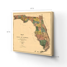 Cargar imagen en el visor de la galería, Digitally Restored and Enhanced 1856 Florida Map Canvas -Canvas Wrap Vintage Florida Map Wall Art - History Map of Florida State - Old Florida Poster Showing Progress of Surveys From Annual Report Wall Art
