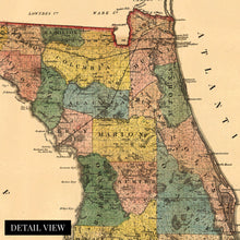 Cargar imagen en el visor de la galería, Digitally Restored and Enhanced 1856 Florida Map Canvas -Canvas Wrap Vintage Florida Map Wall Art - History Map of Florida State - Old Florida Poster Showing Progress of Surveys From Annual Report Wall Art
