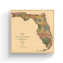 Cargar imagen en el visor de la galería, Digitally Restored and Enhanced 1856 Florida Map Canvas -Canvas Wrap Vintage Florida Map Wall Art - History Map of Florida State - Old Florida Poster Showing Progress of Surveys From Annual Report Wall Art