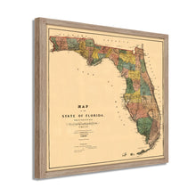 Cargar imagen en el visor de la galería, Digitally Restored and Enhanced 1856 Map of Florida State Poster - White Framed Vintage Florida Map Wall Art - Old State of Florida Poster - Framed Florida Map Showing Progress of Surveys