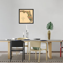 Cargar imagen en el visor de la galería, Digitally Restored and Enhanced 1856 Map of Florida State Poster - White Framed Vintage Florida Map Wall Art - Old State of Florida Poster - Framed Florida Map Showing Progress of Surveys