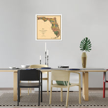 Cargar imagen en el visor de la galería, Digitally Restored and Enhanced 1856 Map of Florida State Poster - White Framed Vintage Florida Map Wall Art - Old State of Florida Poster - Framed Florida Map Showing Progress of Surveys