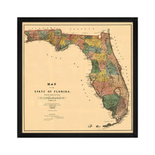 Cargar imagen en el visor de la galería, Digitally Restored and Enhanced 1856 Map of Florida State Poster - White Framed Vintage Florida Map Wall Art - Old State of Florida Poster - Framed Florida Map Showing Progress of Surveys