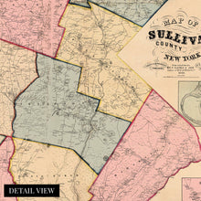 Load image into Gallery viewer, Digitally Restored and Enhanced 1856 Sullivan County New York Map Poster - Vintage Map of Sullivan County NY Wall Art - Historical Map of Sullivan County from Actual Surveys Includes Landowners