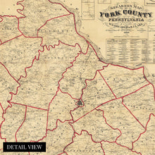 Load image into Gallery viewer, Digitally Restored and Enhanced 1860 York County Pennsylvania Map - Vintage Map of York Pennsylvania Wall Art - Historic York County PA Map Poster - Old York County Map Print from Actual Surveys