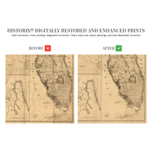 Load image into Gallery viewer, Digitally Restored and Enhanced 1846 Florida Map Poster - Vintage Map Wall Art - Florida State Wall Map - Florida Keys Map - Cedar Key Florida - Vintage Florida Poster - Vintage Florida Map
