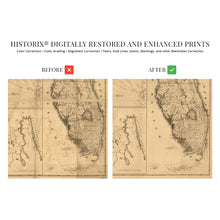 Load image into Gallery viewer, Digitally Restored and Enhanced 1846 Florida Map Poster - Vintage Map Wall Art - Florida State Wall Map - Florida Keys Map - Cedar Key Florida - Vintage Florida Poster - Vintage Florida Map