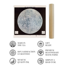 Load image into Gallery viewer, Digitally Restored and Enhanced 1966 Lunar Moon Map Poster - Lunar Map - Moon Poster Vintage Map with Data Table - Print of the Moon Wall Map - Lunar Poster - USAF Lunar Reference Mosaic