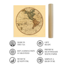 Load image into Gallery viewer, Digitally Restored and Enhanced 1786 Western Hemisphere Old World Map Poster - Vintage Western Hemisphere World Map Wall Art - Old Western Hemisphere Map of the World