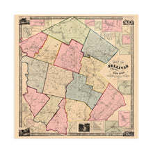 Load image into Gallery viewer, Digitally Restored and Enhanced 1856 Sullivan County New York Map Poster - Vintage Map of Sullivan County NY Wall Art - Historical Map of Sullivan County from Actual Surveys Includes Landowners