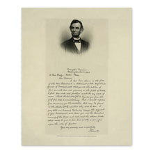 Load image into Gallery viewer, Digitally Restored and Enhanced 1892 Abraham Lincoln Photo Print - Old Letter from President Abraham Lincoln to Mrs Bixby - Vintage Abraham Lincoln Poster