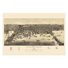Load image into Gallery viewer, Digitally Restored and Enhanced 1887 Duluth Minnesota Perspective Map Poster - History Map of Minnesota Wall Art - Bird's Eye View of Duluth MN Map Print