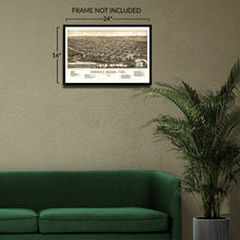 Load image into Gallery viewer, Digitally Restored and Enhanced 1884 Cheney Washington Map Poster - Old Bird's Eye View Map of Cheney Spokane Washington Territory Print Wall Art