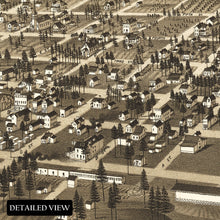 Load image into Gallery viewer, Digitally Restored and Enhanced 1884 Cheney Washington Map Poster - Old Bird's Eye View Map of Cheney Spokane Washington Territory Print Wall Art
