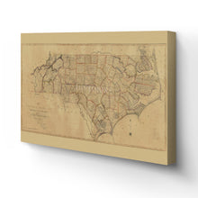 Load image into Gallery viewer, Digitally Restored and Enhanced 1808 North Carolina Map Canvas Art - Canvas Wrap Vintage Wall Map of North Carolina - Old NC Map Poster - First Actual Survey State Map of North Carolina Wall Art