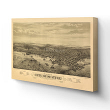 Load image into Gallery viewer, Digitally Restored and Enhanced 1878 Map of Seattle Canvas Art -Canvas Wrap Vintage Seattle Poster Map - Old Seattle Wall Art - Bird's Eye View Map of Seattle Puget Sound Washington Territory Wall Art