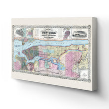 Cargar imagen en el visor de la galería, Digitally Restored and Enhanced 1857 New York State Map Canvas - Canvas Wrap Vintage New York Map Art - Old Map of NY Poster - Historic New York Wall Art - Restored City & County Map of New York State