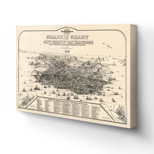 Cargar imagen en el visor de la galería, Digitally Restored and Enhanced 1875 San Francisco Canvas - Canvas Wrap Vintage Map of San Francisco Wall Art - Old San Francisco Poster - Graphic Chart of the City & County of San Francisco Map Print
