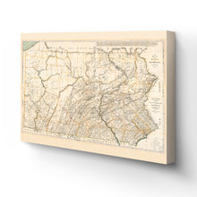 Load image into Gallery viewer, Digitally Restored and Enhanced 1792 Pennsylvania Map Canvas Art - Canvas Wrap Vintage Pennsylvania Map Poster - Historic State of Pennsylvania Wall Art - Old Wall Map of Pennsylvania Poster