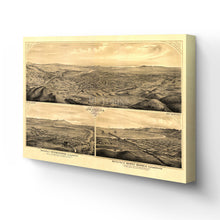 Load image into Gallery viewer, Digitally Restored and Enhanced 1877 Los Angeles Canvas Art - Map of Los Angeles California - Old Bird's Eye View of Los Angeles Map Poster