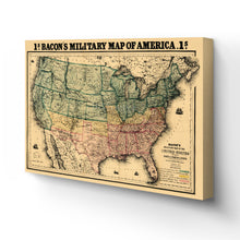 Cargar imagen en el visor de la galería, Digitally Restored and Enhanced 1862 USA Map Canvas Art - Canvas Wrap Vintage Map of USA Wall Art - Old United States Map Print - Restored USA Map Poster - Bacon's Military Map of the United States