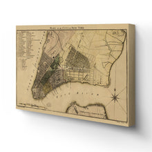 Load image into Gallery viewer, Digitally Restored and Enhanced - 1789 New York Canvas Map - Canvas Wrap Vintage New York Map - Old Wall Map of New York City Poster - Historic New York Wall Art - Restored Plan of New York City Map