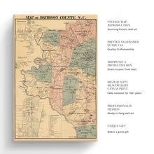Load image into Gallery viewer, Digitally Restored and Enhanced - 1890 Davidson County Map Canvas Art - Canvas Wrap Vintage Davidson North Carolina Map Print - Old Davidson County North Carolina Wall Art - Restored Davidson NC Poster