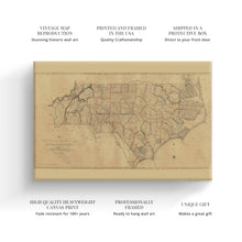 Load image into Gallery viewer, Digitally Restored and Enhanced 1808 North Carolina Map Canvas Art - Canvas Wrap Vintage Wall Map of North Carolina - Old NC Map Poster - First Actual Survey State Map of North Carolina Wall Art
