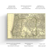 Load image into Gallery viewer, Digitally Restored and Enhanced 1876 Map of Oregon Canvas Art - Canvas Wrap Vintage Oregon Map - Old Map Of Oregon - Restored Indexed Map of Oregon State Wall Art Poster