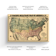 Cargar imagen en el visor de la galería, Digitally Restored and Enhanced 1862 USA Map Canvas Art - Canvas Wrap Vintage Map of USA Wall Art - Old United States Map Print - Restored USA Map Poster - Bacon's Military Map of the United States