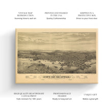 Load image into Gallery viewer, Digitally Restored and Enhanced 1878 Map of Seattle Canvas Art -Canvas Wrap Vintage Seattle Poster Map - Old Seattle Wall Art - Bird's Eye View Map of Seattle Puget Sound Washington Territory Wall Art