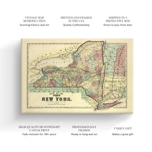 Load image into Gallery viewer, Digitally Restored and Enhanced 1875 New York Map Canvas Art - Canvas Wrap Vintage Map of New York Wall Art - Old New York Poster - Restored Map of NY State - Plan of the State of New York Map Poster
