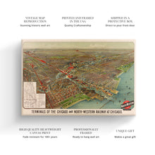 Load image into Gallery viewer, Digitally Restored and Enhanced 1902 Chicago Map Canvas Art - Canvas Wrap Vintage Chicago Map Wall Art - Historic Chicago Map Poster - Old Terminals of Chicago & North-Western Railway Map