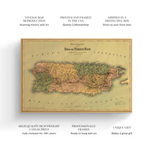 Cargar imagen en el visor de la galería, Digitally Restored and Enhanced 1886 Puerto Rico Map Canvas - Canvas Wrap Vintage Mapa de Puerto Rico - Wall Map of Puerto Rico Poster - Old Puerto Rico Wall Art - Historic Puerto Rico Map Poster