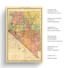 Load image into Gallery viewer, Digitally Restored and Enhanced 1893 Nevada Map Canvas Art - Canvas Wrap Vintage Nevada Wall Art - Historic Nevada Map Poster - Old Nevada Poster - Indexed County & Township Map of Nevada State