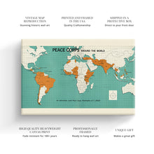 Load image into Gallery viewer, Digitally Restored and Enhanced 1966 World Map Canvas Art - Canvas Wrap Vintage World Map Poster - Historic World Map Wall Art - Old Map of the World Wall Map - Peace Corps Poster Around The World