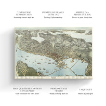 Load image into Gallery viewer, Digitally Restored and Enhanced 1891 Map of Seattle Canvas Art - Canvas Wrap Vintage Seattle Map Poster - Old Seattle Canvas - Bird's Eye View Map of Seattle & Environs King County Washington Wall Art Poster