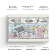 Cargar imagen en el visor de la galería, Digitally Restored and Enhanced 1857 New York State Map Canvas - Canvas Wrap Vintage New York Map Art - Old Map of NY Poster - Historic New York Wall Art - Restored City & County Map of New York State