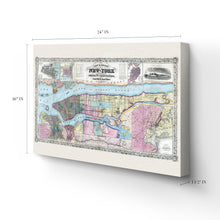 Cargar imagen en el visor de la galería, Digitally Restored and Enhanced 1857 New York State Map Canvas - Canvas Wrap Vintage New York Map Art - Old Map of NY Poster - Historic New York Wall Art - Restored City & County Map of New York State