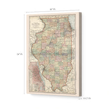 Load image into Gallery viewer, Digitally Restored and Enhanced 1891 Illinois Map Canvas Art - Canvas Wrap Vintage Illinois State Map Print - Old Map of Illinois Poster - Restored IL Map - Historic Illinois Wall Art Decor