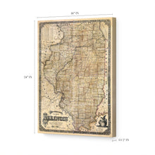 Cargar imagen en el visor de la galería, Digitally Restored and Enhanced 1861 Illinois Map Canvas Art - Canvas Wrap Vintage Illinois State Map - Old Map of Illinois Wall Art - Historic Illinois Map Print - Sectional Map of Illinois Poster