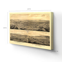 Load image into Gallery viewer, Digitally Restored and Enhanced 1877 Los Angeles Canvas Art - Map of Los Angeles California - Old Bird's Eye View of Los Angeles Map Poster