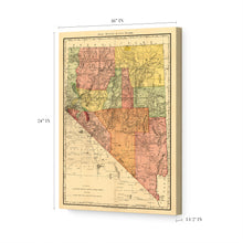 Load image into Gallery viewer, Digitally Restored and Enhanced 1893 Nevada Map Canvas Art - Canvas Wrap Vintage Nevada Wall Art - Historic Nevada Map Poster - Old Nevada Poster - Indexed County & Township Map of Nevada State