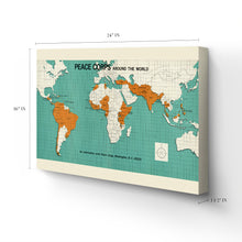 Load image into Gallery viewer, Digitally Restored and Enhanced 1966 World Map Canvas Art - Canvas Wrap Vintage World Map Poster - Historic World Map Wall Art - Old Map of the World Wall Map - Peace Corps Poster Around The World