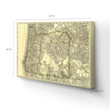Load image into Gallery viewer, Digitally Restored and Enhanced 1876 Map of Oregon Canvas Art - Canvas Wrap Vintage Oregon Map - Old Map Of Oregon - Restored Indexed Map of Oregon State Wall Art Poster