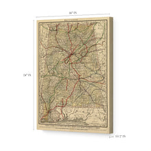 Load image into Gallery viewer, Digitally Restored and Enhanced 1888 Alabama Map Canvas Art - Canvas Wrap Vintage Alabama Map Print - Restored Alabama Wall Art - Old State of Alabama Map - Historic Wall Map of Alabama Poster
