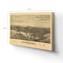Load image into Gallery viewer, Digitally Restored and Enhanced 1878 Map of Seattle Canvas Art -Canvas Wrap Vintage Seattle Poster Map - Old Seattle Wall Art - Bird's Eye View Map of Seattle Puget Sound Washington Territory Wall Art