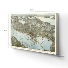 Load image into Gallery viewer, Digitally Restored and Enhanced 1891 Map of Seattle Canvas Art - Canvas Wrap Vintage Seattle Map Poster - Old Seattle Canvas - Bird's Eye View Map of Seattle & Environs King County Washington Wall Art Poster